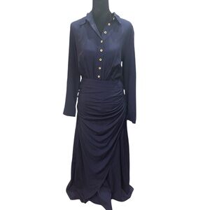 NWT Modesees Navy Dress with Gold Buttons